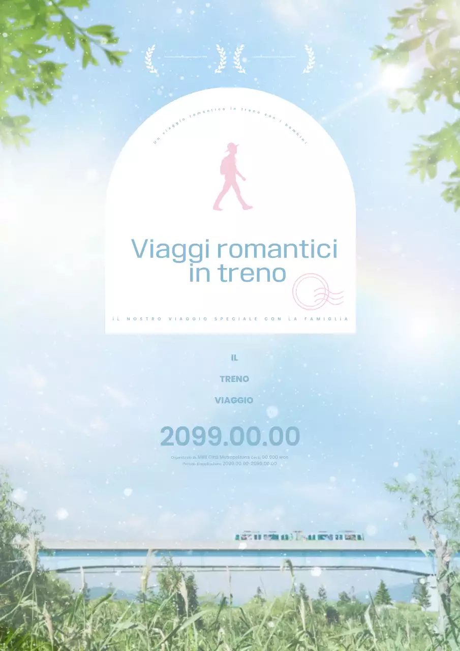 Annuncio di viaggio semplice di colore azzurro