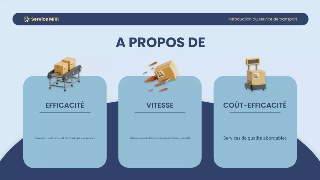 Service de transport moderne bleu et jaune Introduction