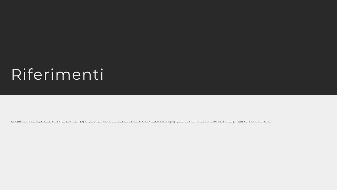 Minimalista moderno che esplora la vita di Marie Curie Presentazione