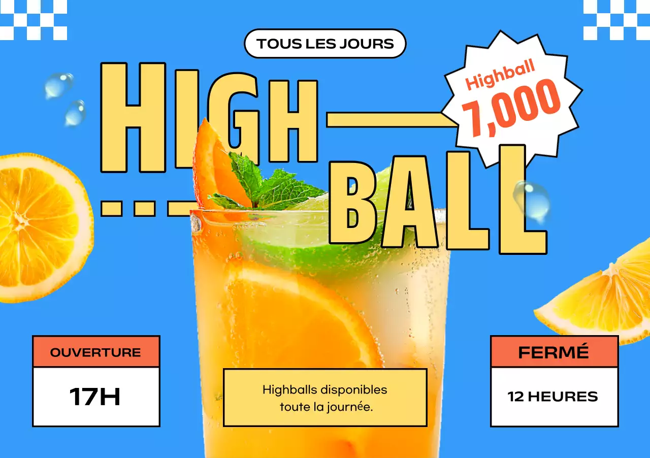 Publicité pour le Highball Blue Pop