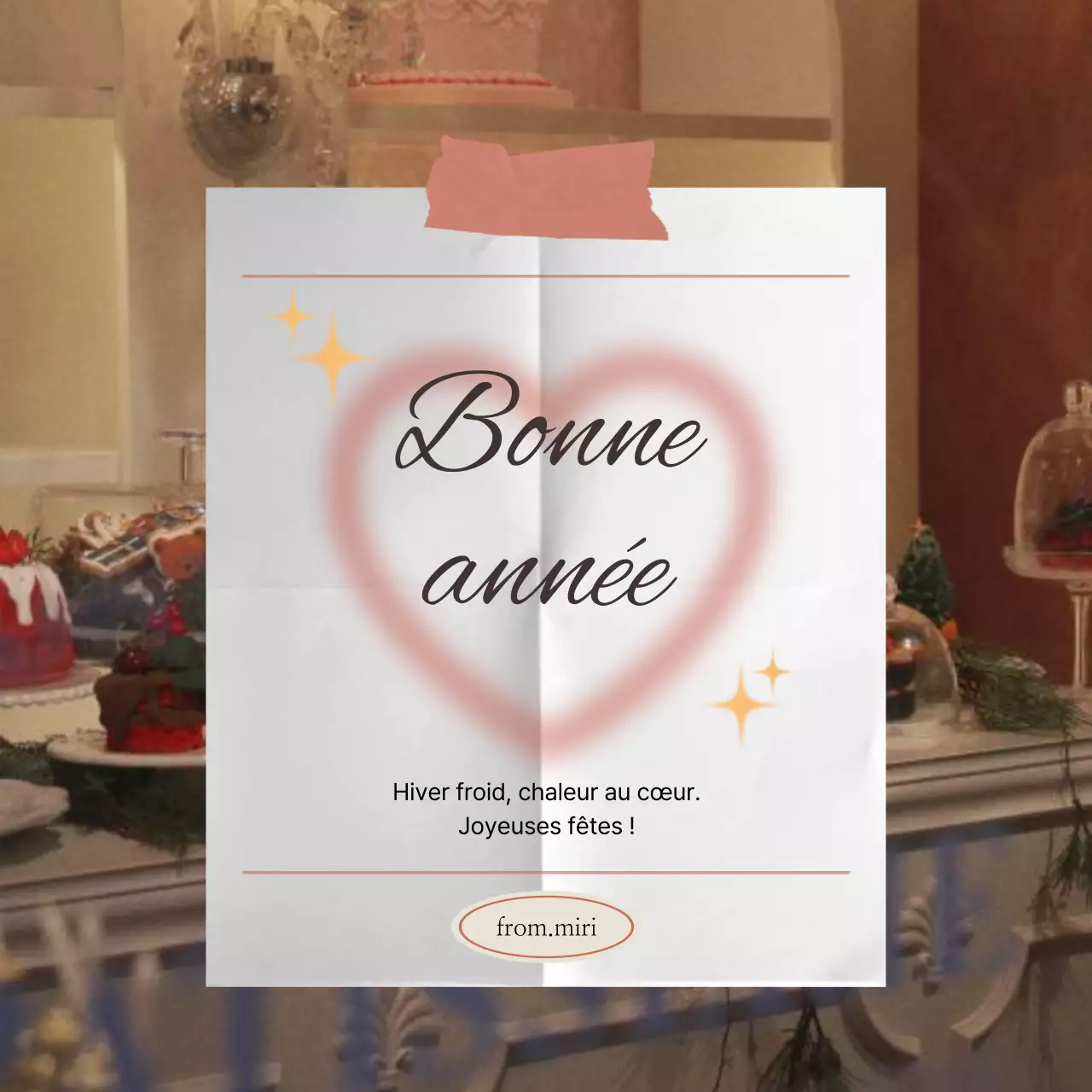 Fête du Nouvel An beige et vintage