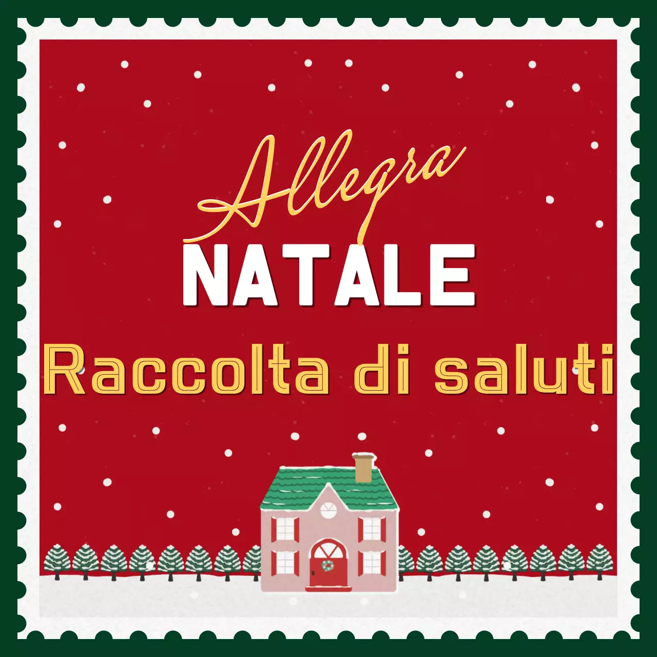 Cartolina natalizia rossa d'epoca