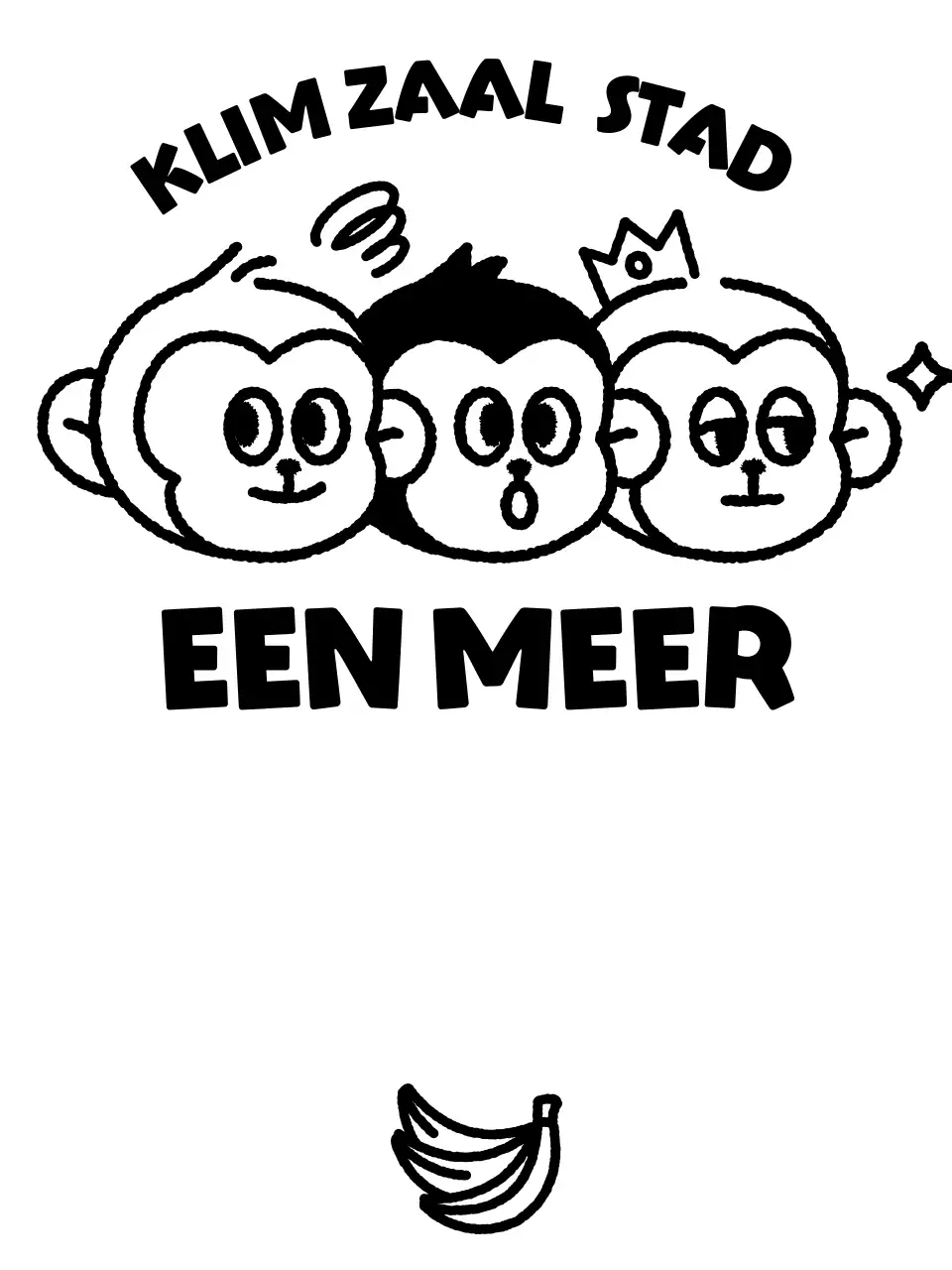 Eenvoudig sportlogo met illustratie van drie schattige aapjes