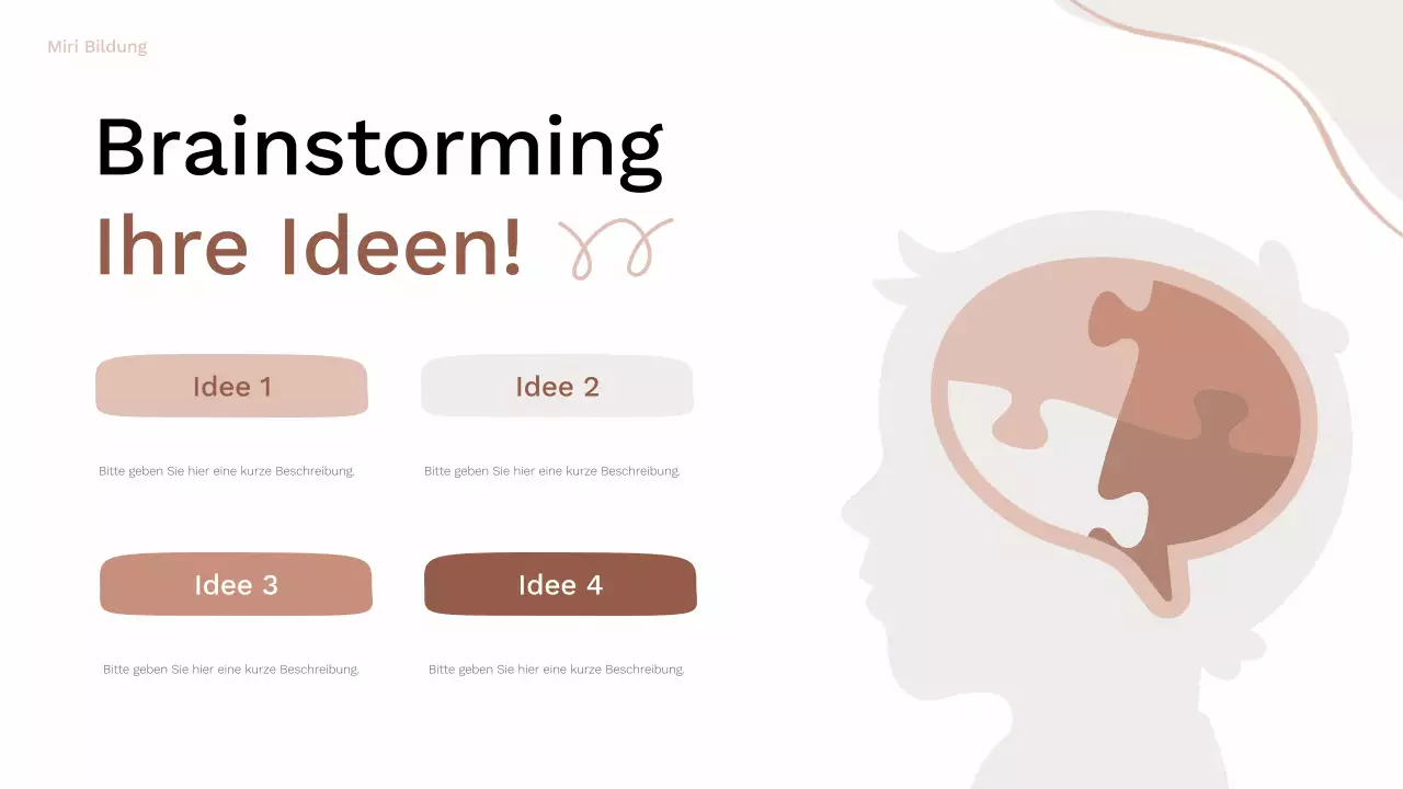 Braunes und rosafarbenes Bio-Brainstorming Layout-Leitfaden