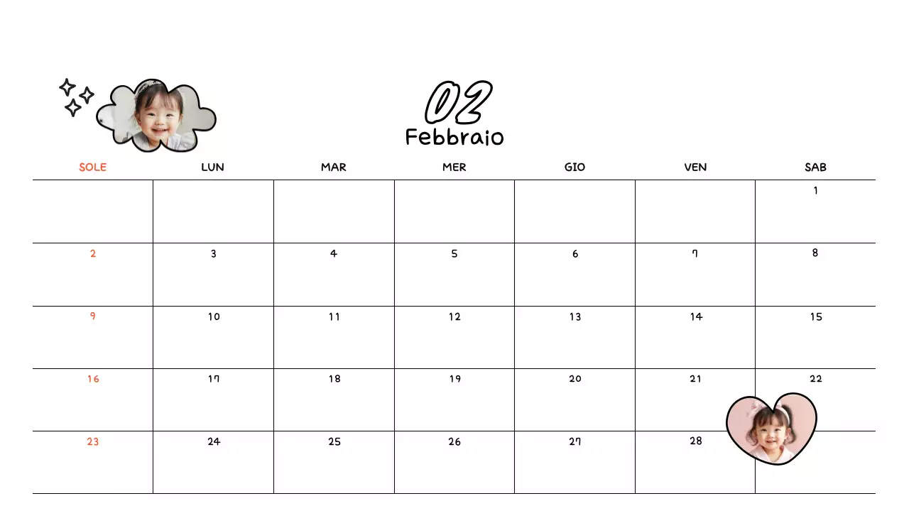 Calendario giallo con foto carine