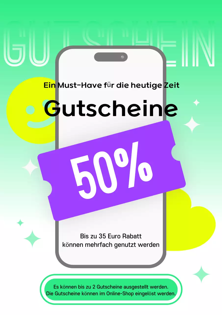 Bewerben Sie Coupons in einem knalligen gelb-lila Stil