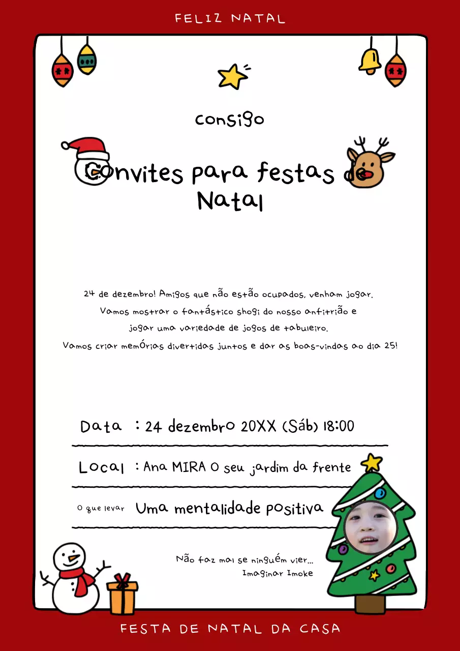 Convite de Natal vermelho e giro