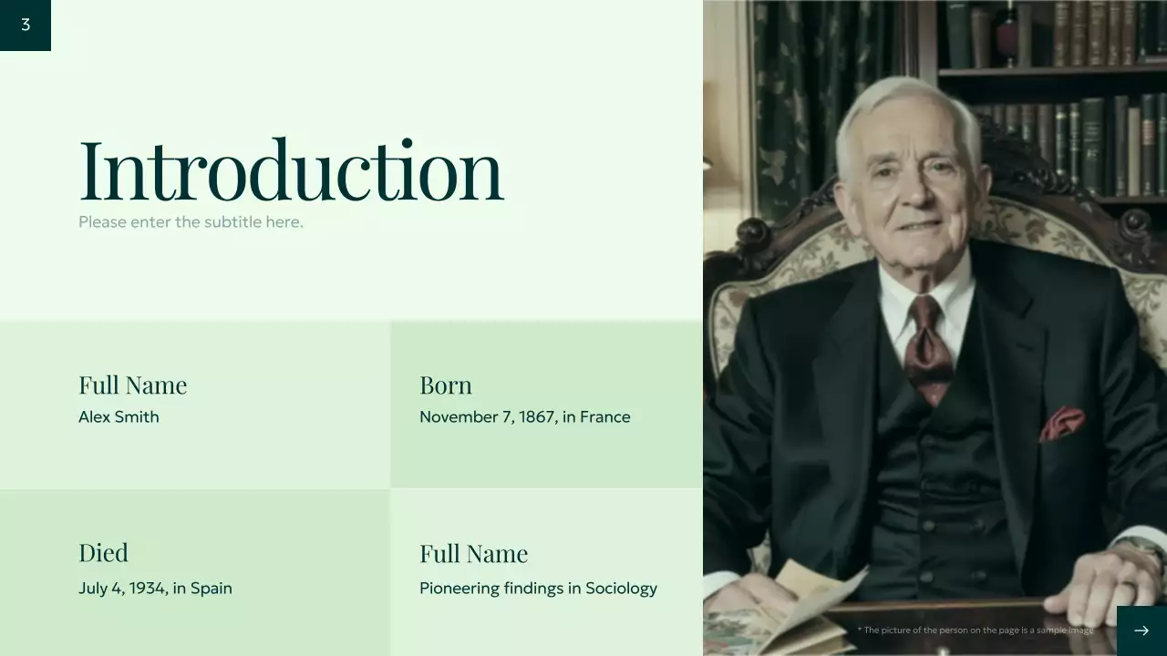 Green Elegant Biography Presentation