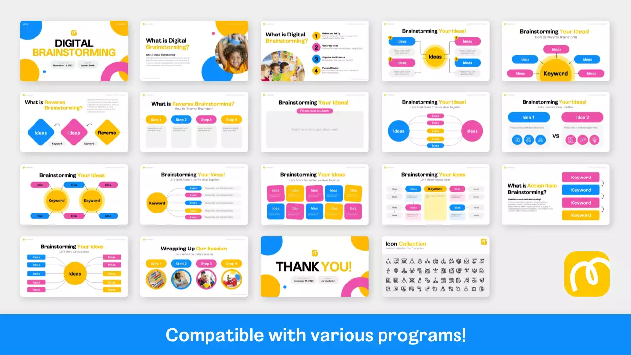 Apresentação do Guia de Brainstorming Moderno Amarelo