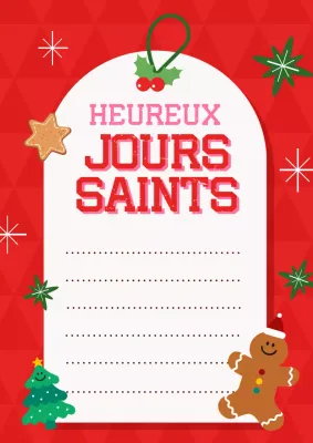 Papeterie de Noël mignonne en rouge et vert