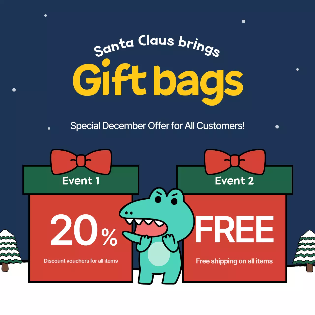 Carrossel de promoção de feriado de desenho animado vermelho no Instagram