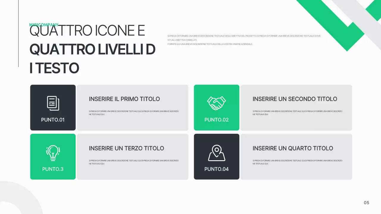 Un semplice business plan in bianco e verde