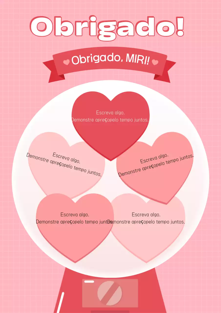 Um adorável cartão de agradecimento cor-de-rosa