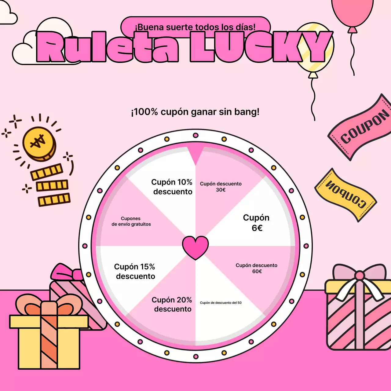 Promoción de descuento en rosa y acogedor