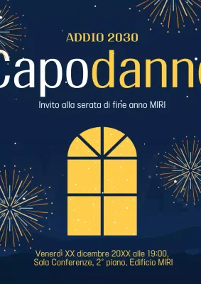 Promuovere un semplice evento di Capodanno in blu navy e giallo