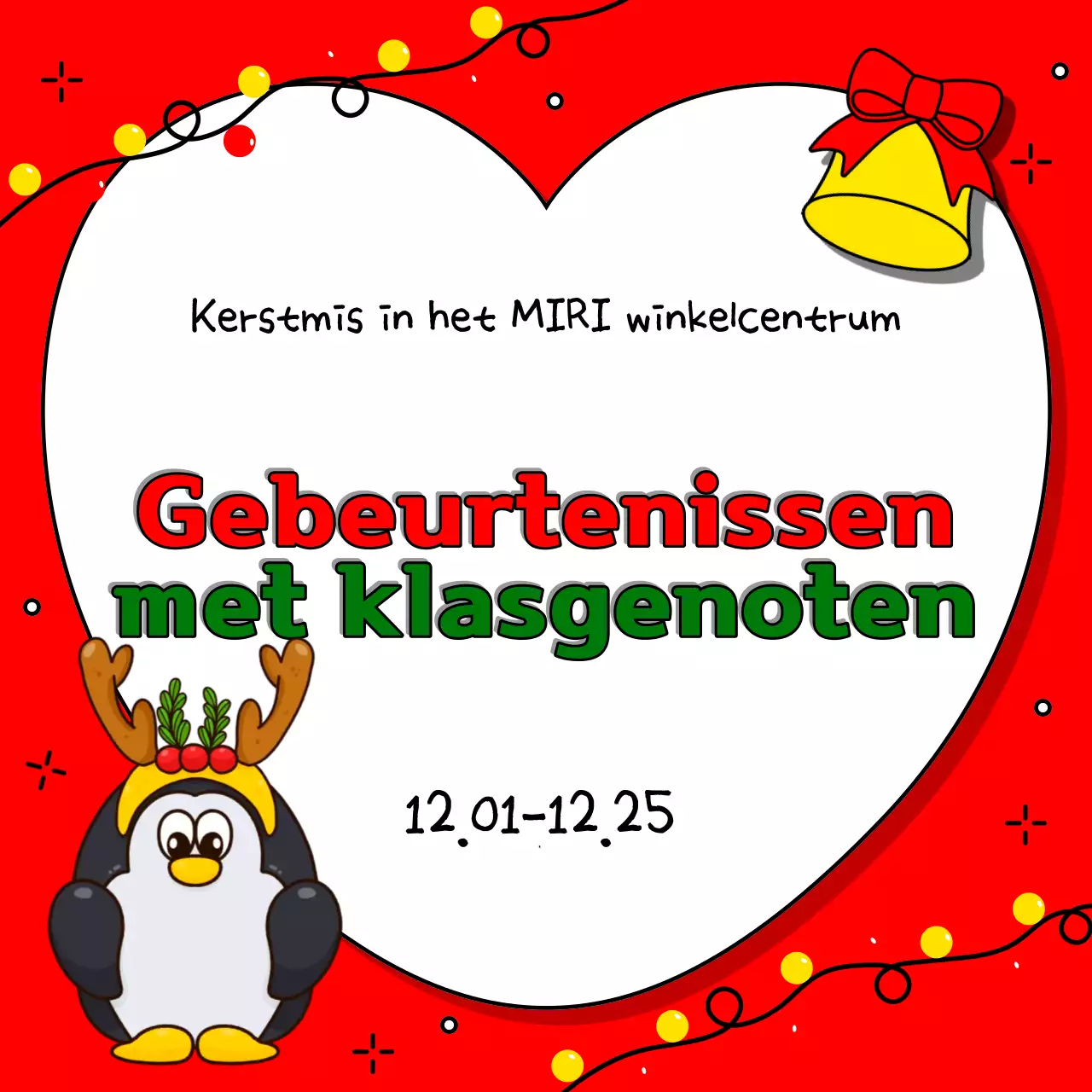 Adverteer je kerstevenement in rood en groen met deze leuke advertentie voor kerstevenementen