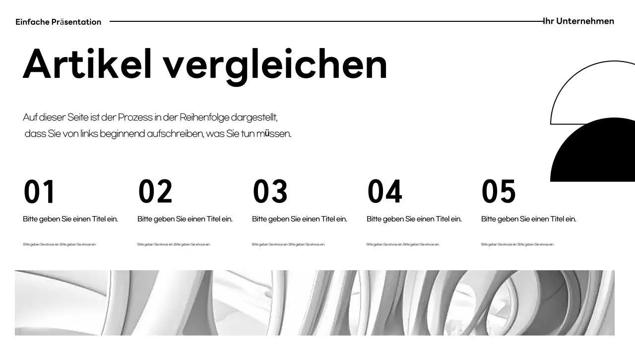 Schwarz-weiße, minimalistische Präsentationsunterlagen
