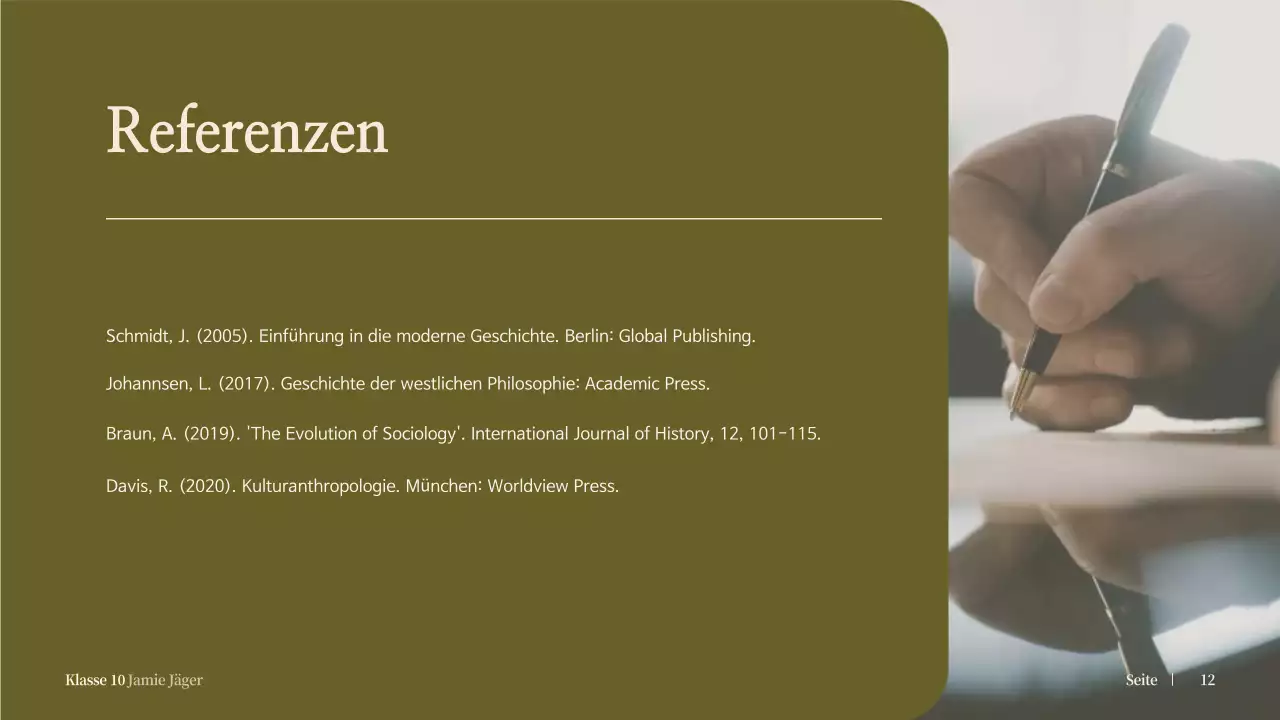 beige klassische Biographie für die Schulankündigung