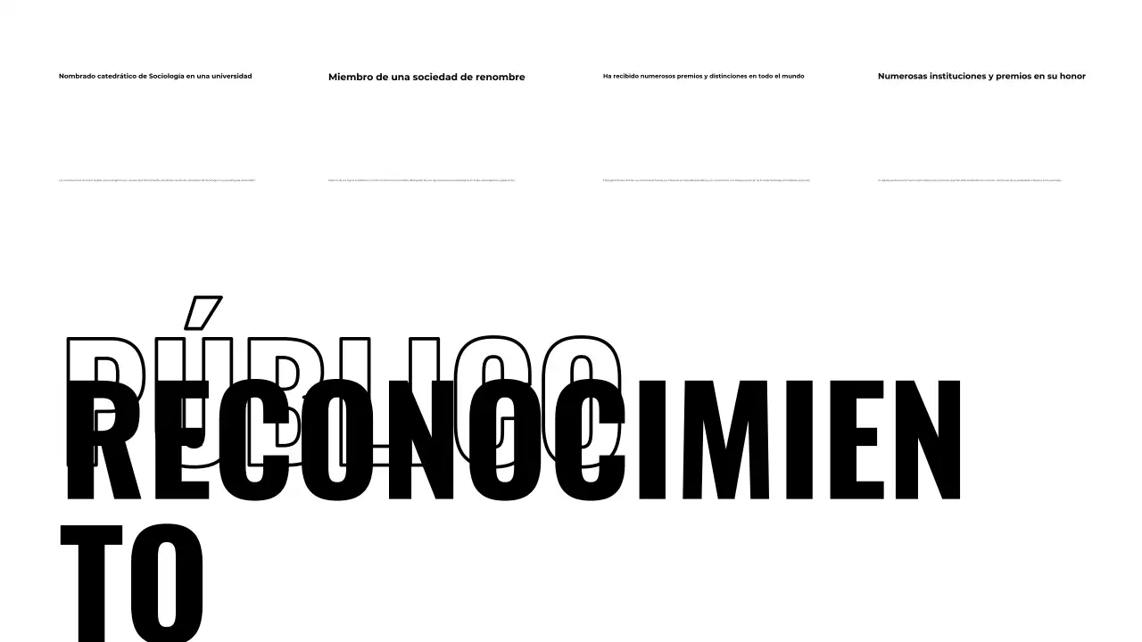 Presentación de biografías en blanco y negro