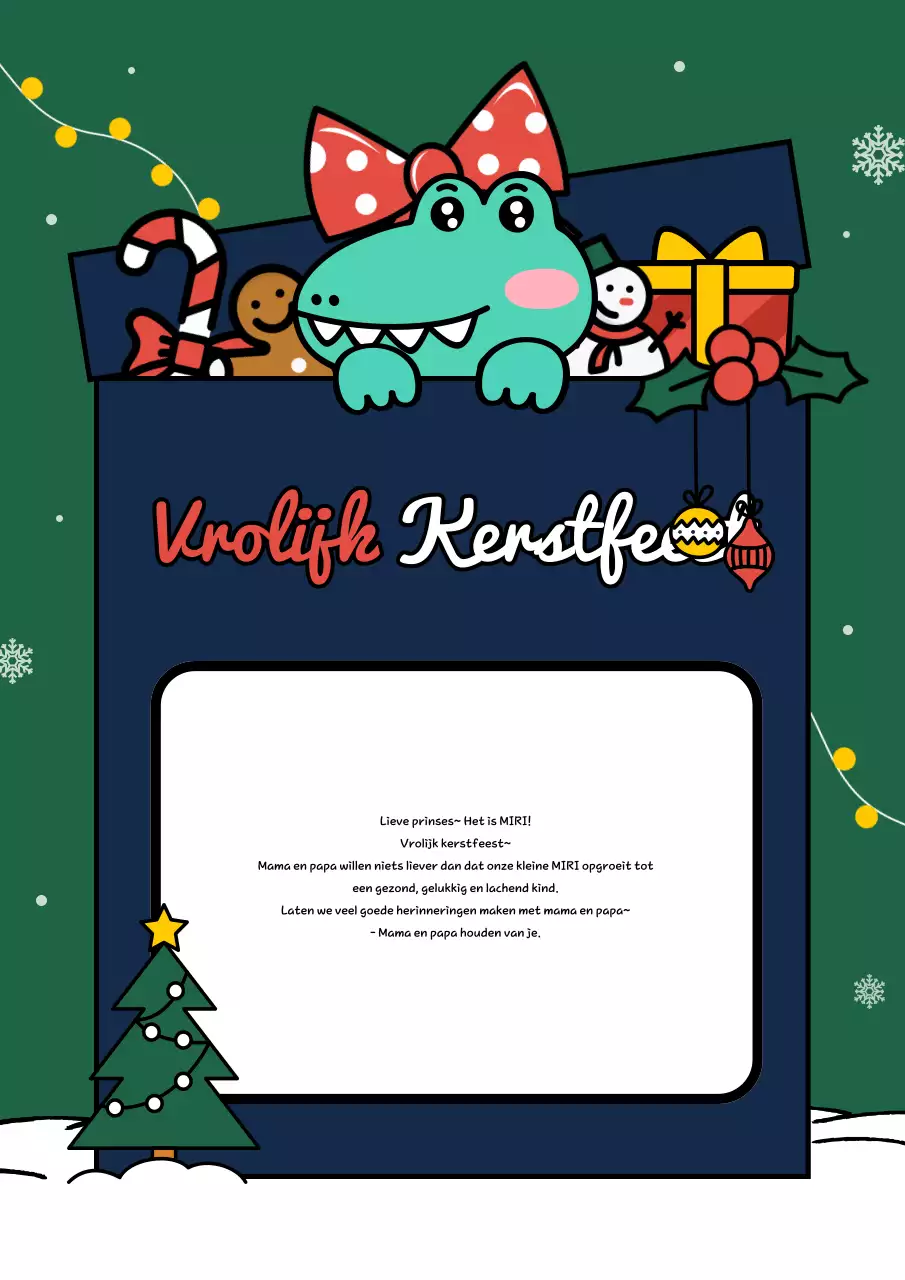 Schattig briefpapier met kerstkarakters in groen voor de feestdagen