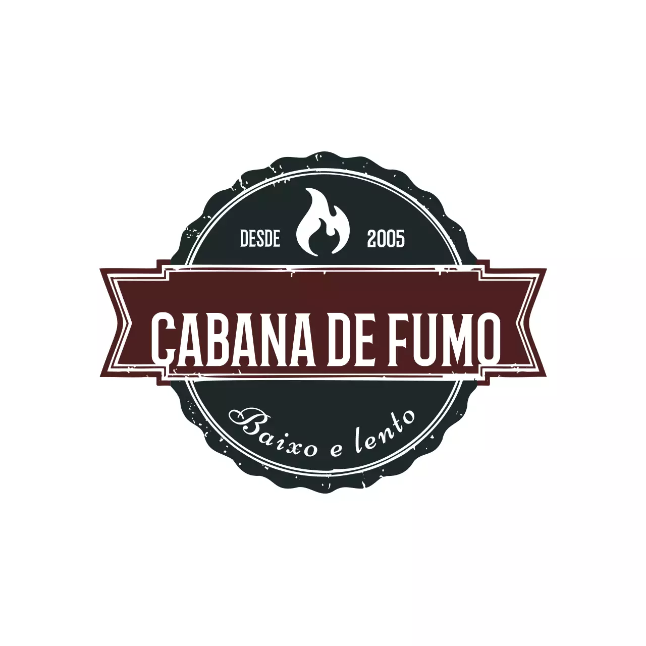 logótipo do emblema da cabana de fumo vintage castanho