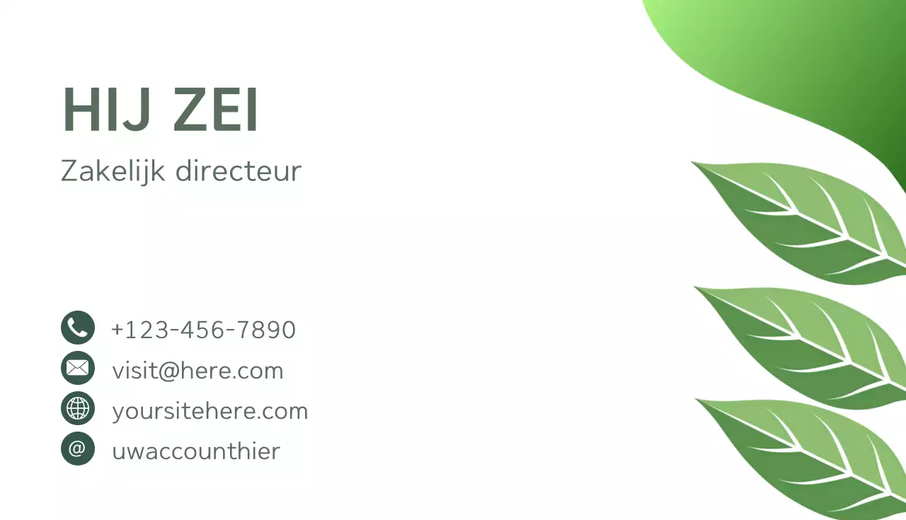Groen modern visitekaartje