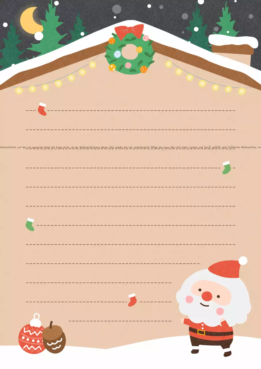 Beigefarbener gemütlicher Weihnachtsbrief