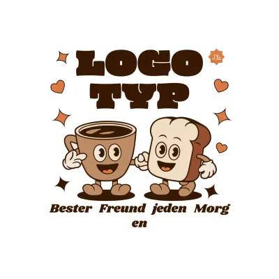 braun retro Frühstück Aufkleber