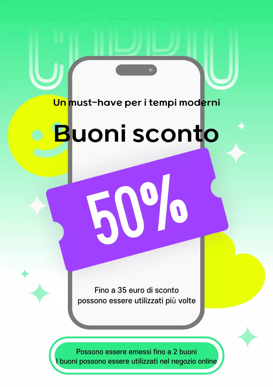 Promuovete i coupon in uno stile giallo e viola