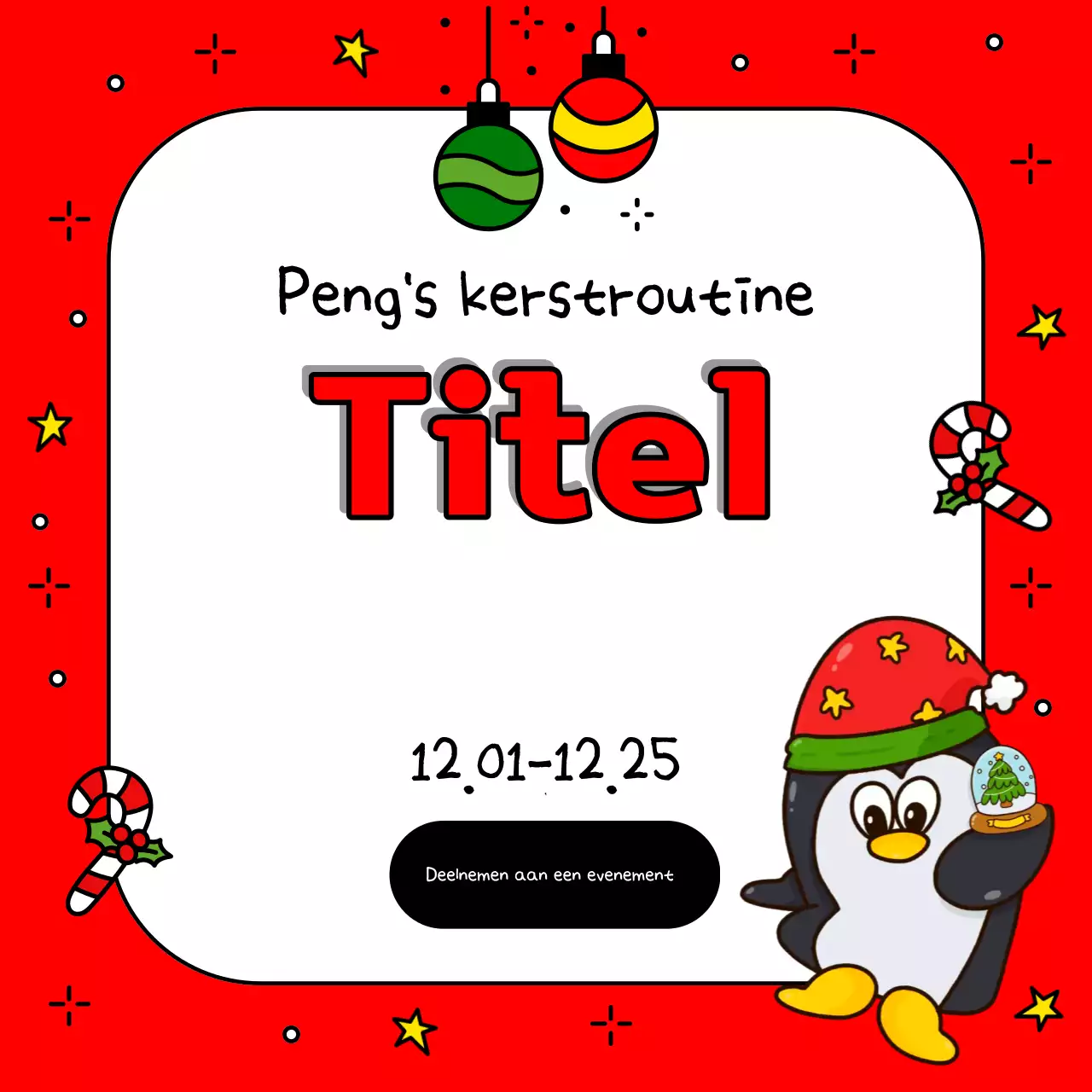 Adverteer je kerstevenement in rood en groen met deze leuke advertentie voor kerstevenementen