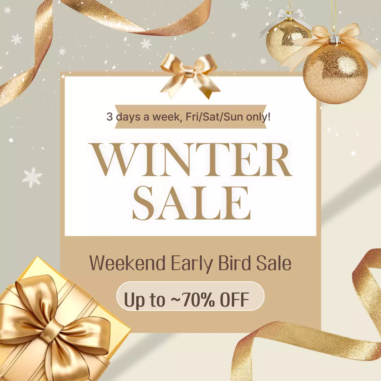 Bài đăng trên mạng xã hội khuyến mại mùa đông thanh lịch vàng