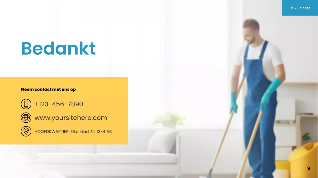 blauw geel modern schoonmaakservice promotie