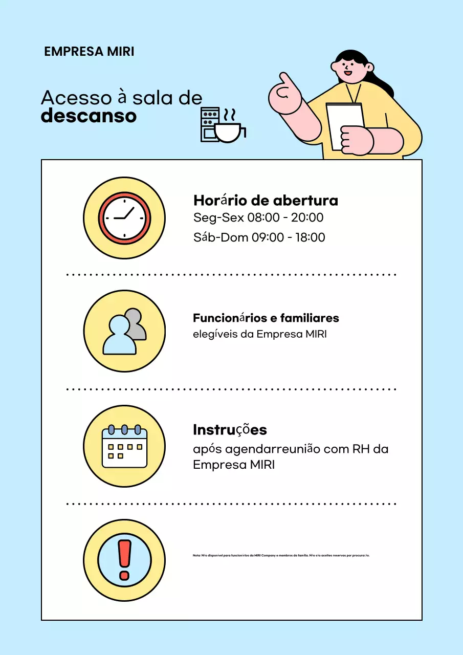 Um guia para a sala de descanso azul clara e limpa da empresa