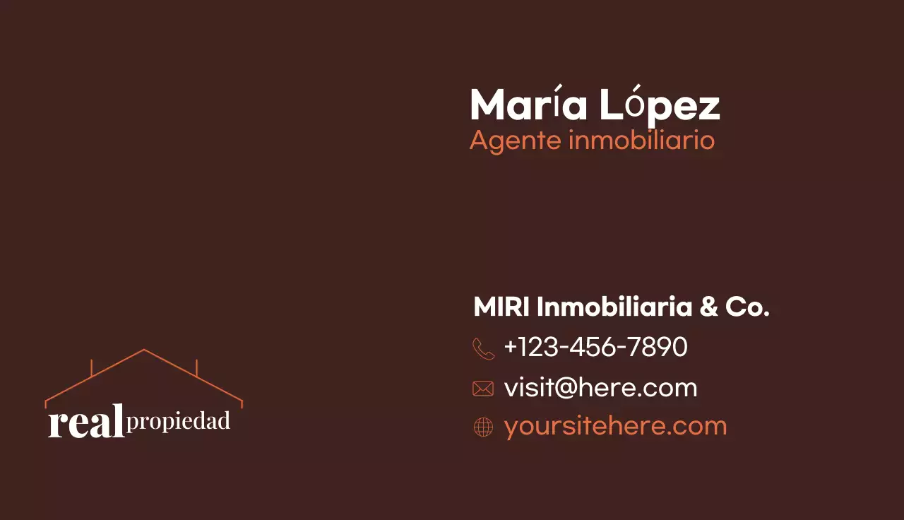 tarjeta de visita inmobiliaria moderna marrón