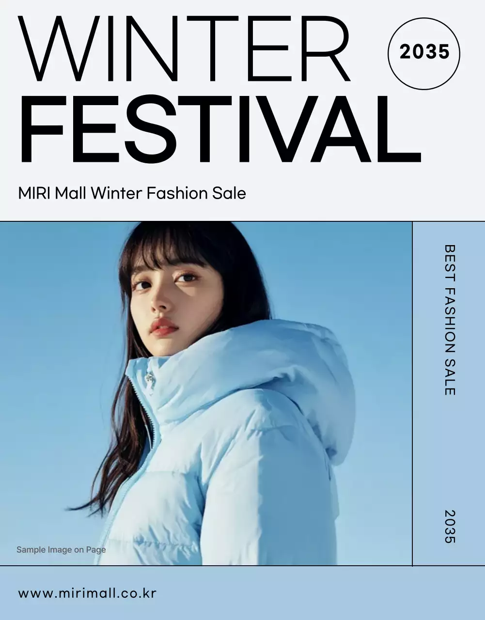 Poster quảng cáo mùa đông hiện đại màu xanh