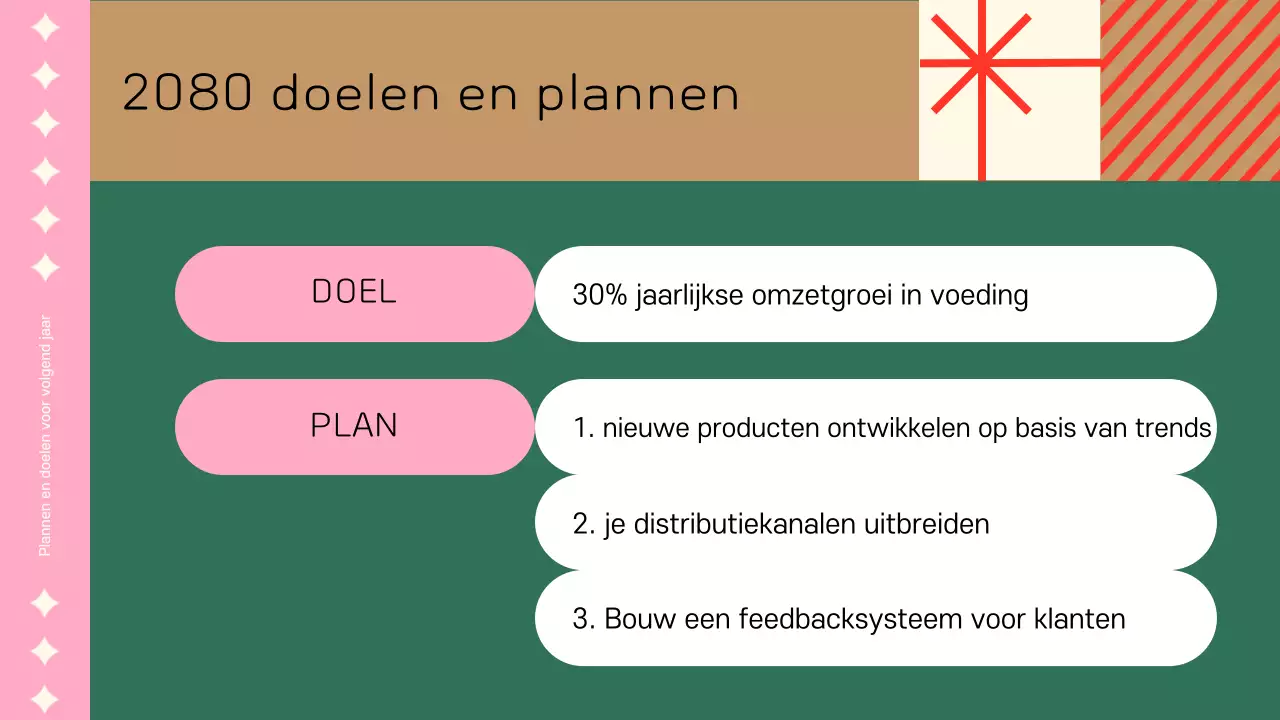 Een schattige roze eindejaarspresentatie voor het bedrijf