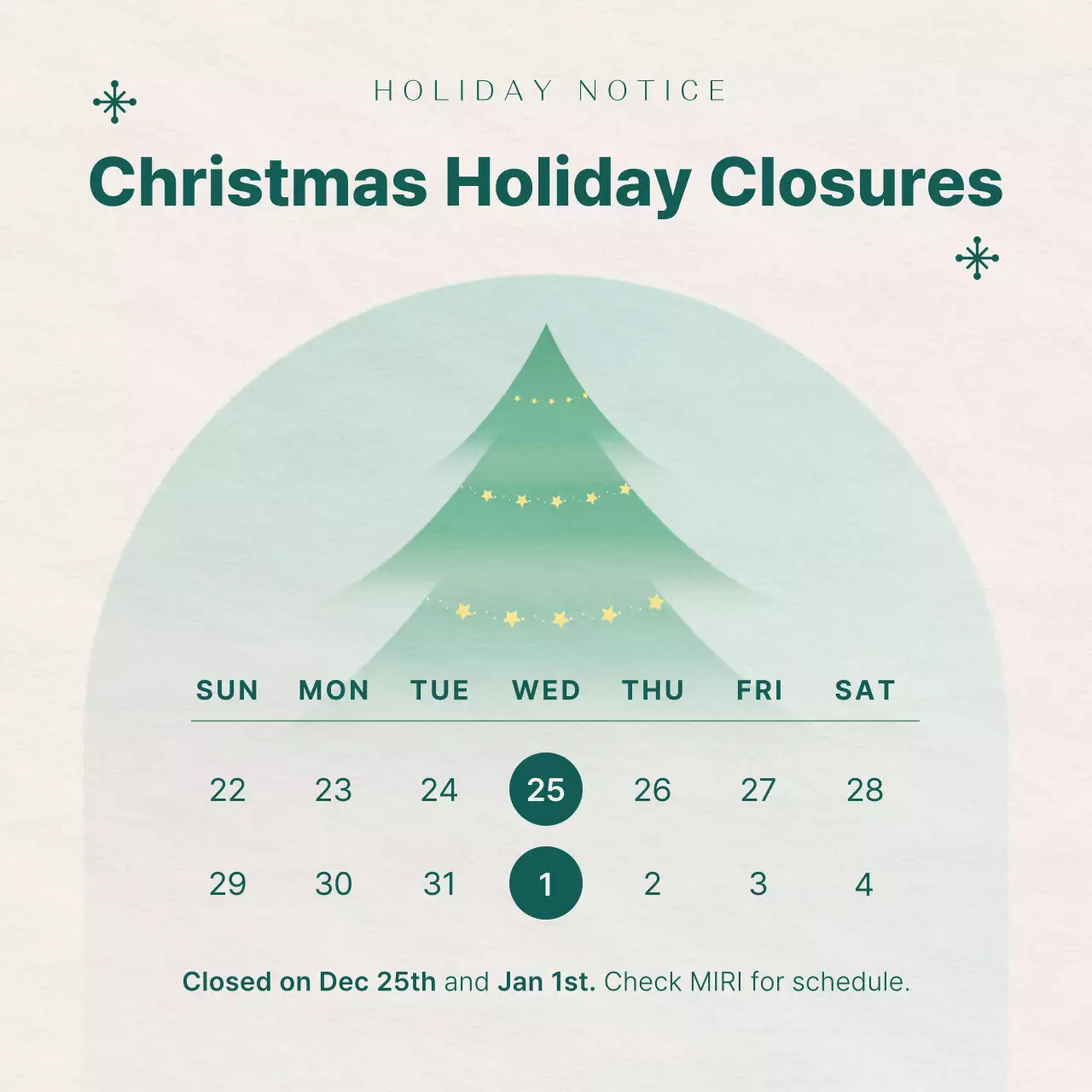 Aviso mínimo verde de feriados Publicação em mídia social