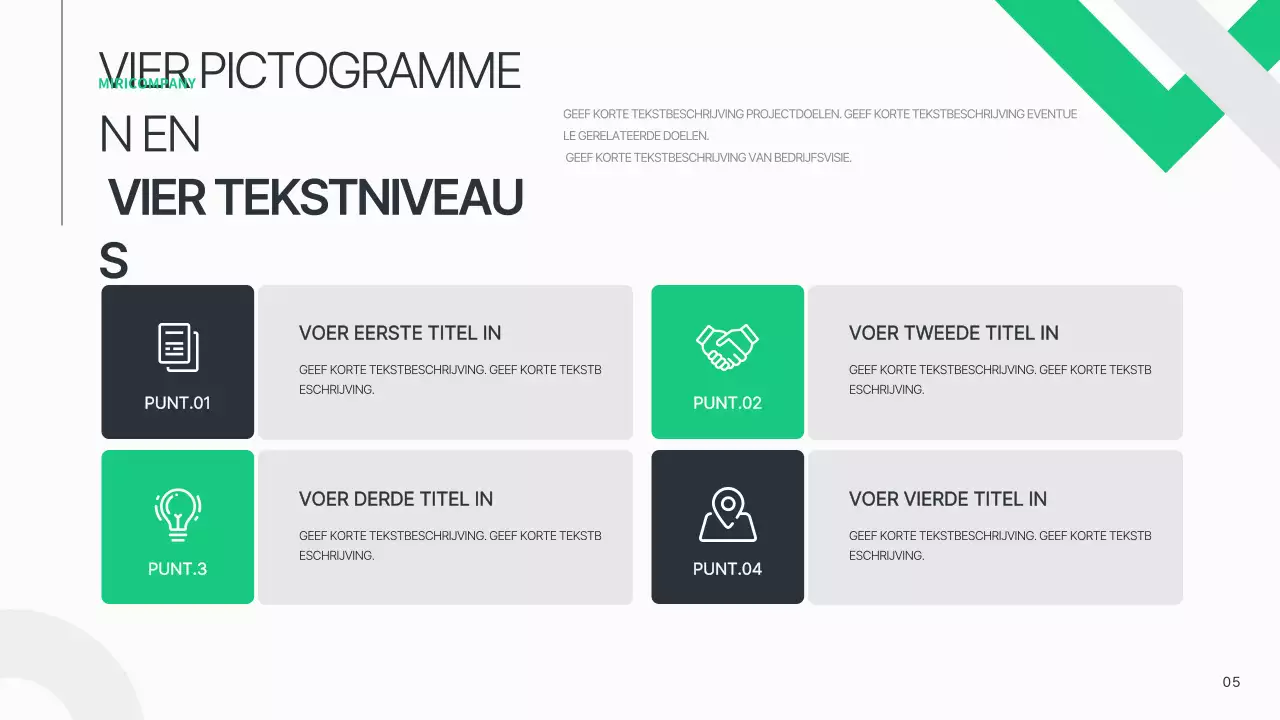 Een eenvoudig bedrijfsplan in wit en groen