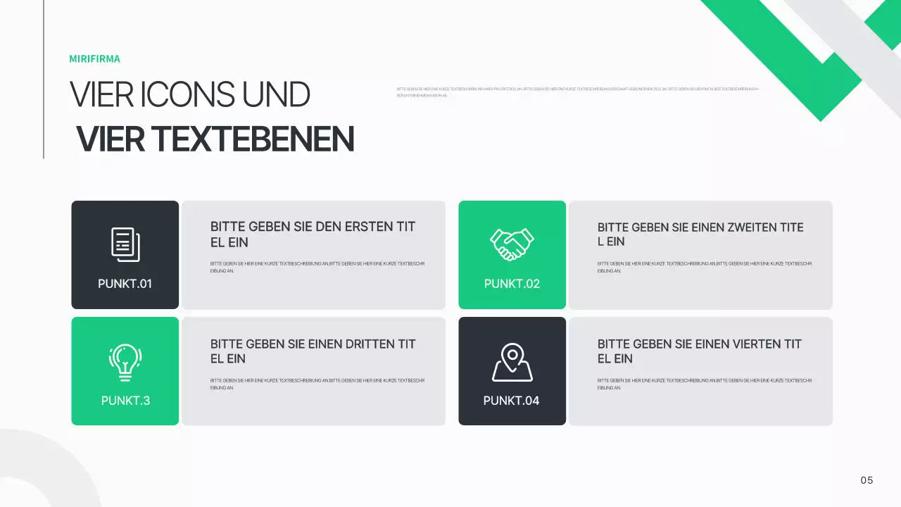 Ein einfacher Geschäftsplan in Weiß und Grün