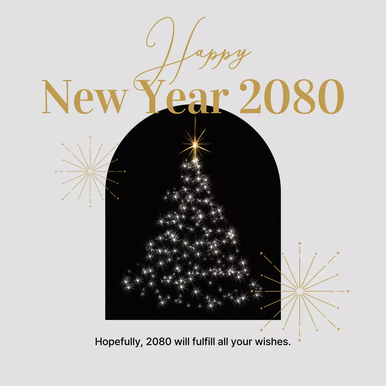 Undangan Tahun Baru Elegan Emas Posting Media Sosial