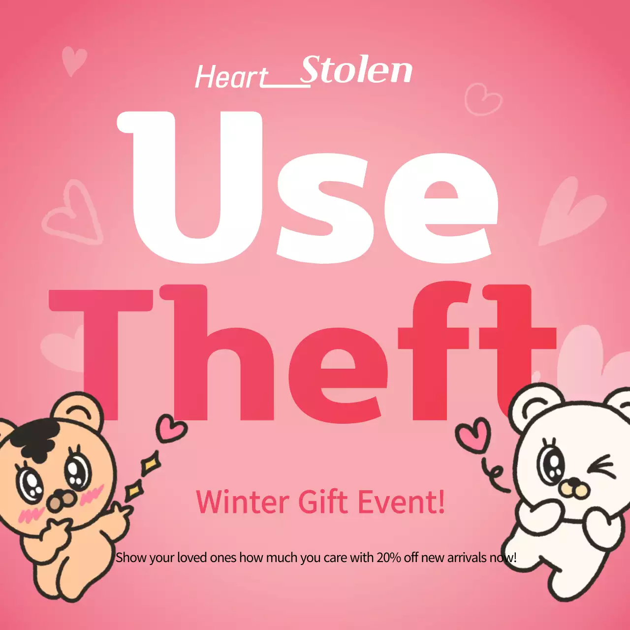 Posting Media Sosial Promosi Musim Dingin Lucu Berwarna Pink