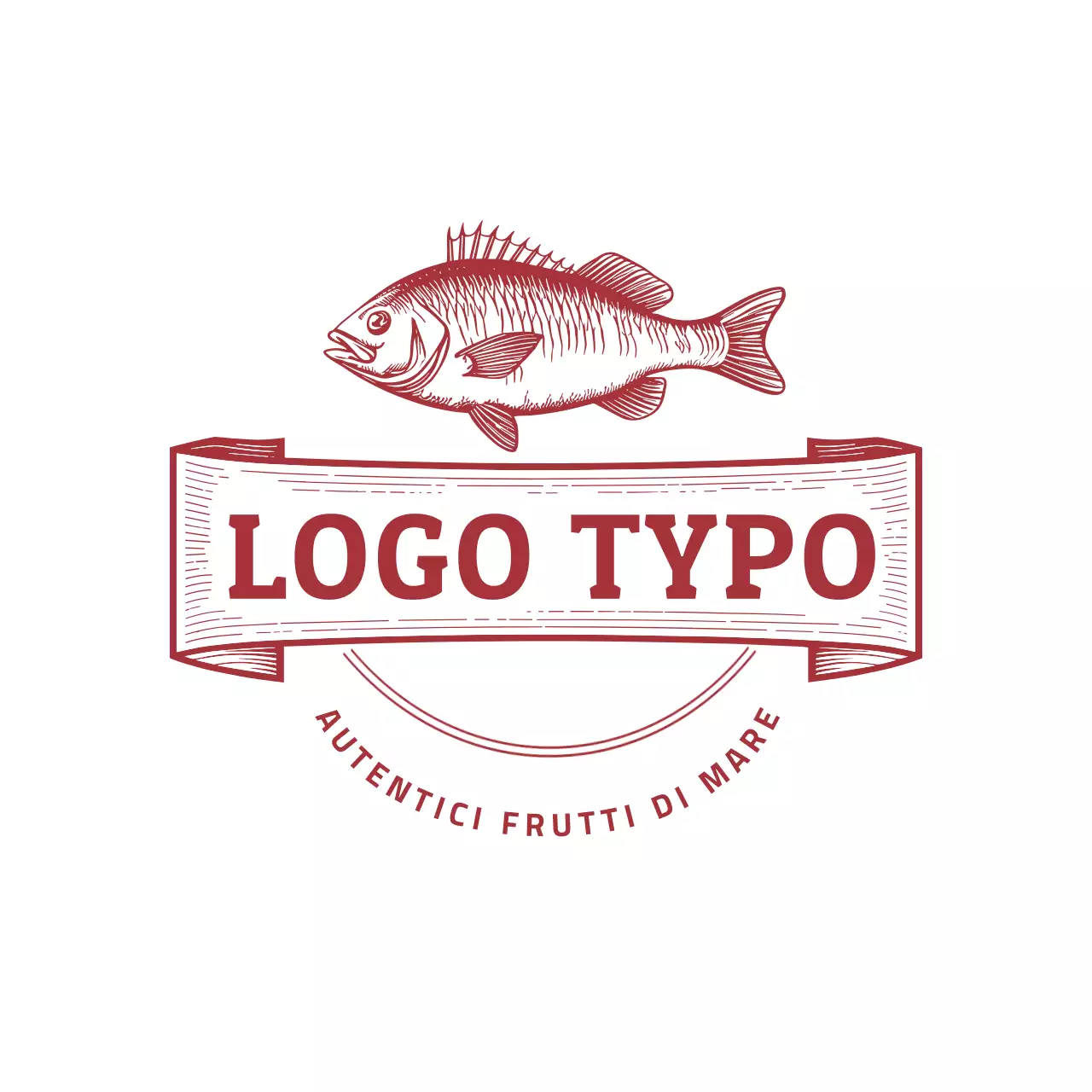 logo rosso vintage dei frutti di mare