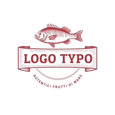 logo rosso vintage dei frutti di mare