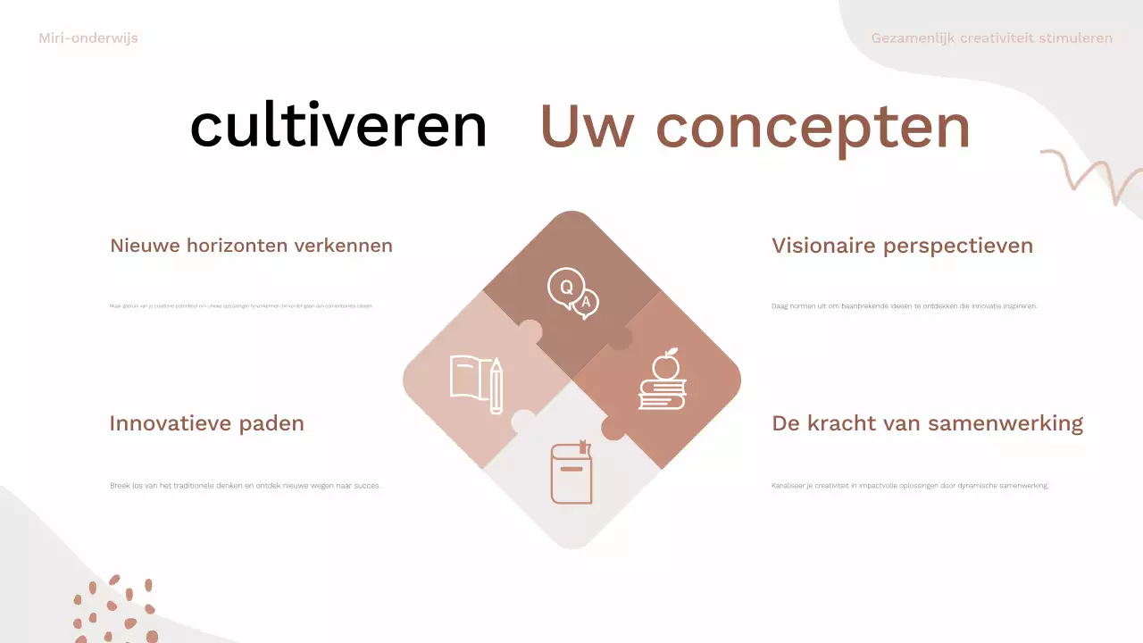 bruin en roze organische brainstorm layout gids