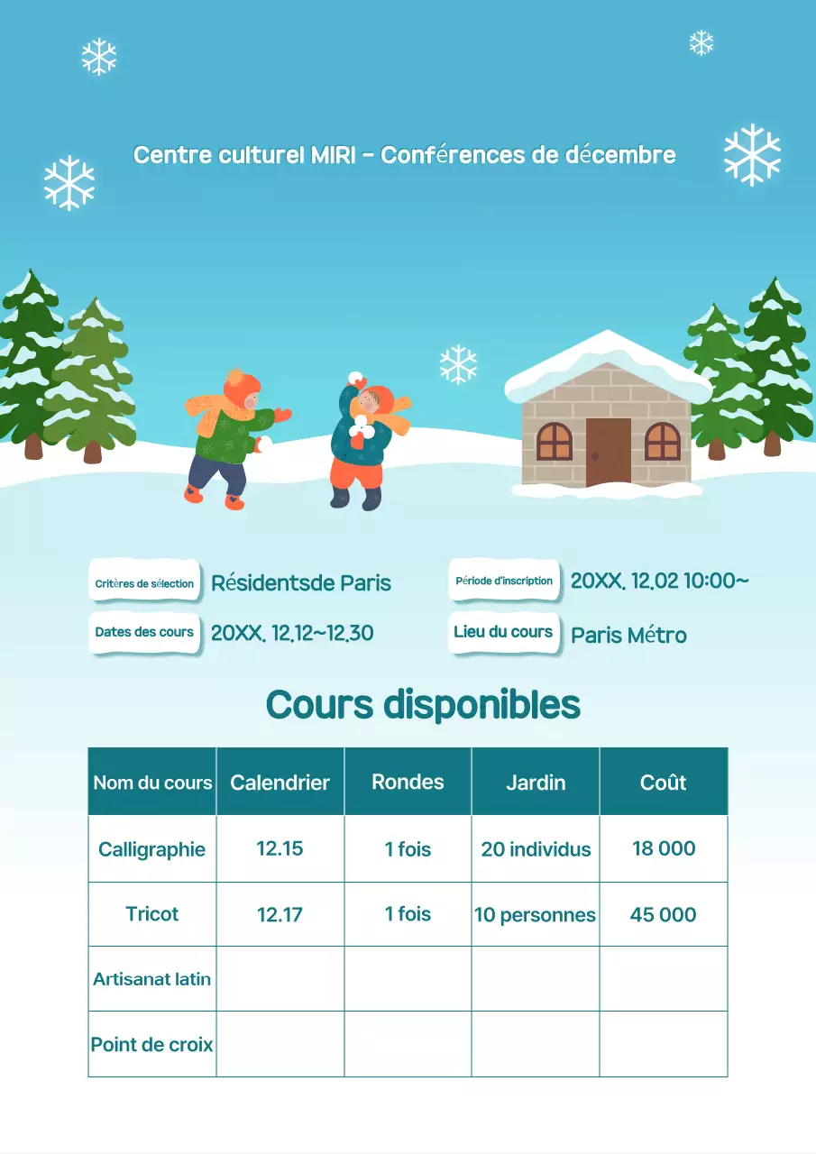 Avis de recrutement pour les conférences du centre culturel Light Blue