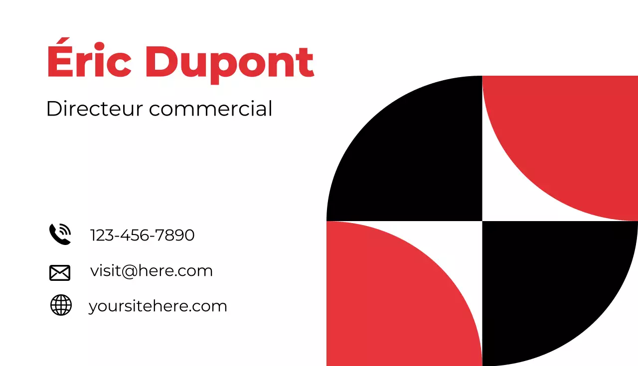 carte de visite moderne rouge