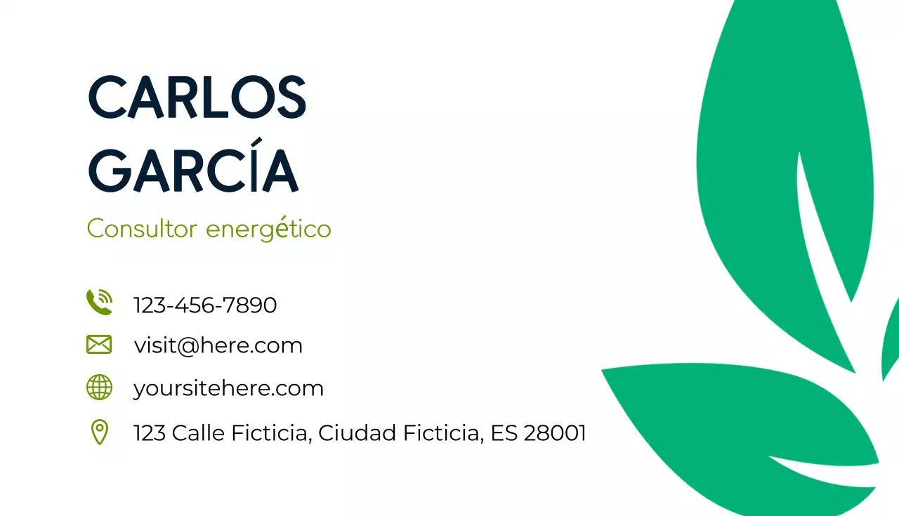 tarjeta verde de consultor moderno