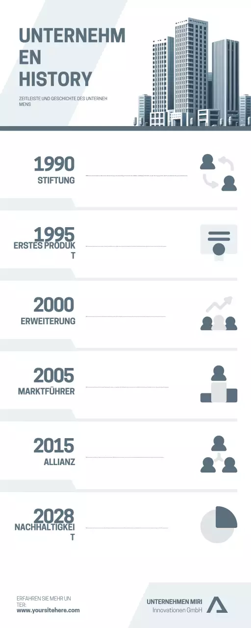Saubere Unternehmensgeschichte Zeitleiste Infografik