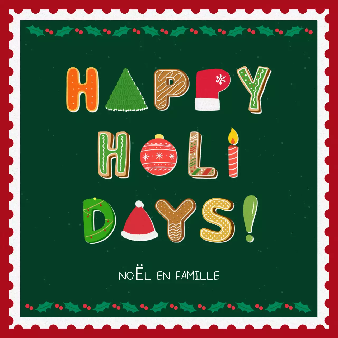 Carte postale rouge de Noël