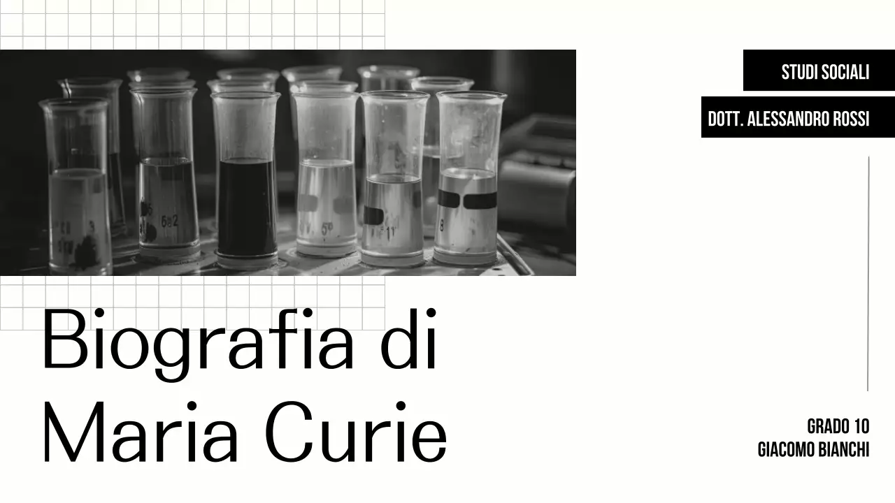 Esplorare la vita di Marie Curie Presentazione semplice nero-beige